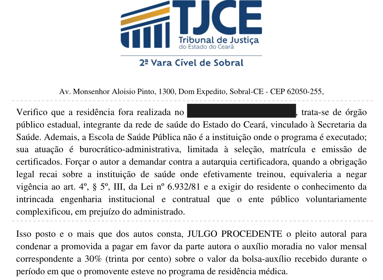 Trecho da decisão: Justiça do Ceará, Sobral, agosto de 2026