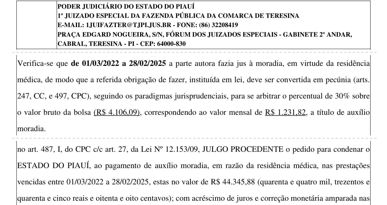 Trecho da decisão: Justiça do Piauí, Teresina, julho de 2026