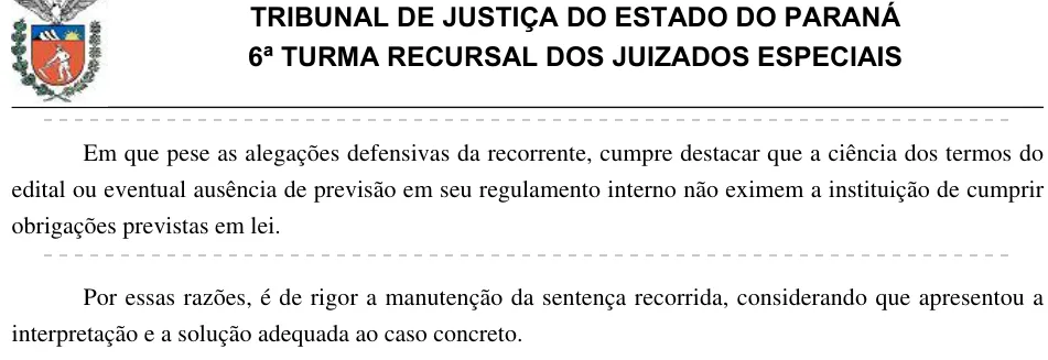 Trecho da decisão: Turma Recursal do Paraná, fevereiro de 2025