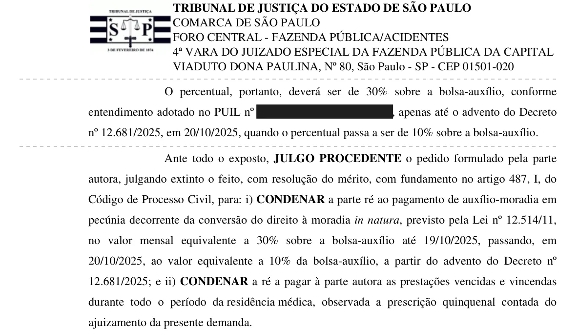 Trecho da decisão: Justiça de São Paulo, Juizado da Fazenda Pública, junho de 2026