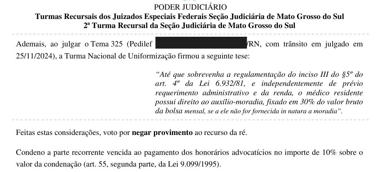 Trecho da decisão: Turma Recursal Federal de Mato Grosso do Sul, março de 2025