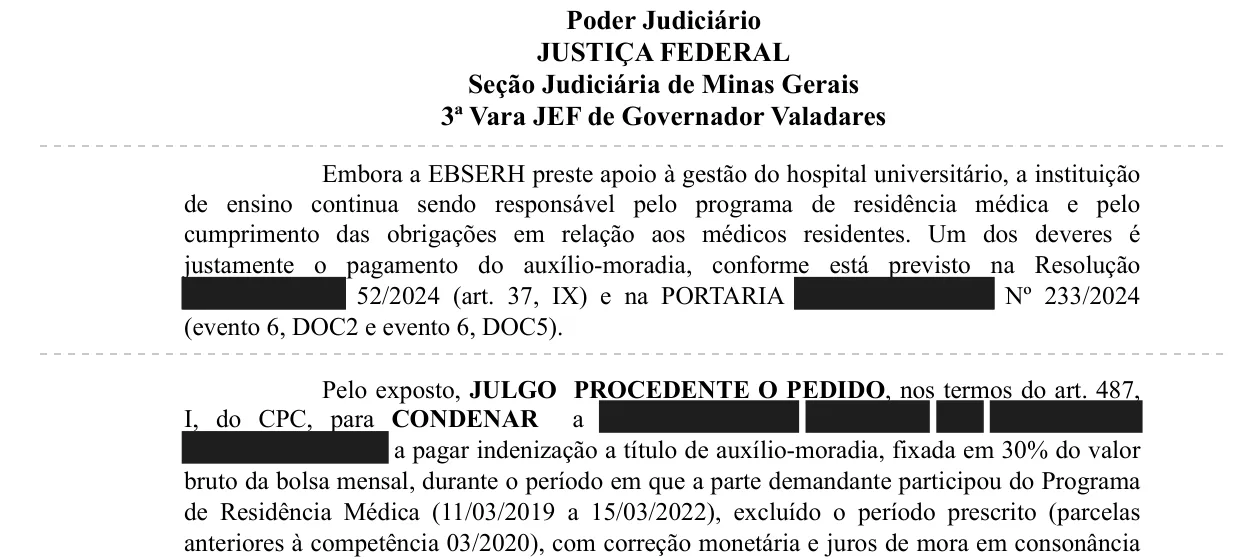 Trecho da decisão: Justiça Federal em Governador Valadares (MG), agosto de 2025
