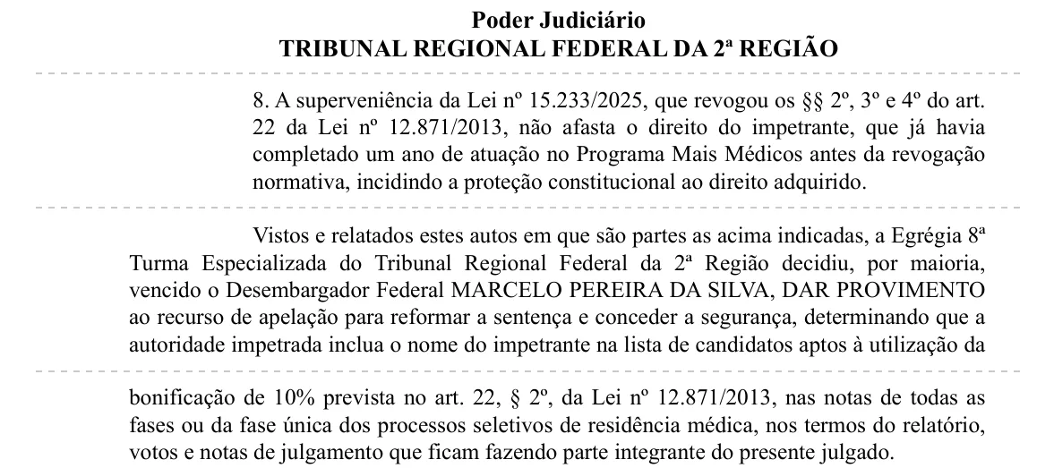 Trecho da decisão: TRF2, 8ª Turma Especializada, agosto de 2026