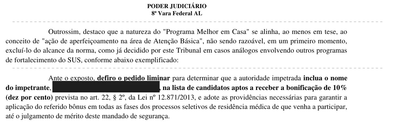 Trecho da decisão: Justiça Federal em Arapiraca (AL), junho de 2026