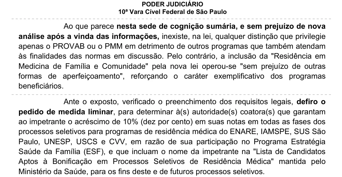 Trecho da decisão: Justiça Federal em São Paulo (SP), janeiro de 2026