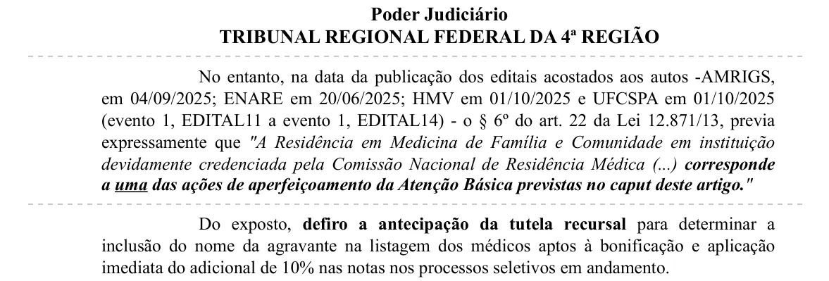 Trecho da decisão: TRF4, 3ª Turma, janeiro de 2026