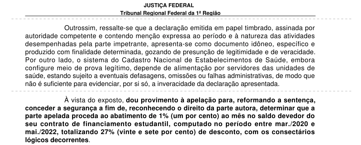 Trecho da decisão: TRF1, 6ª Turma, outubro de 2025