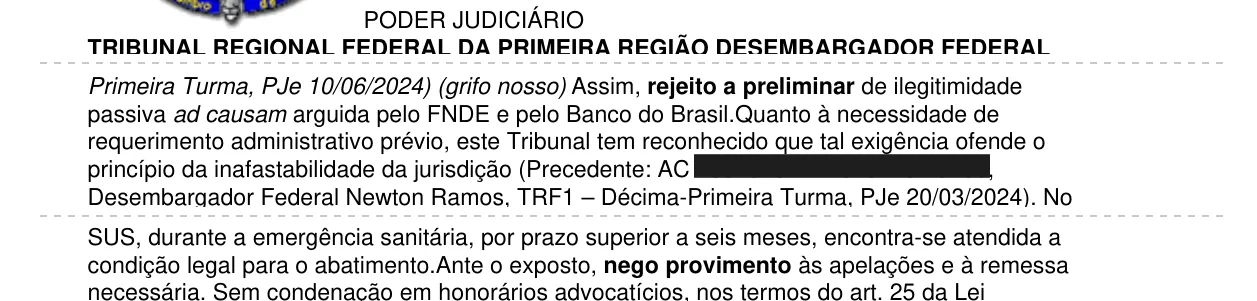 Trecho da decisão: TRF1, 11ª Turma, novembro de 2025
