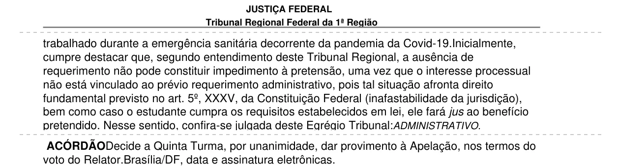 Trecho da decisão: TRF1, 5ª Turma, novembro de 2025