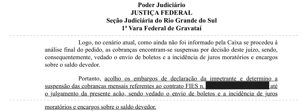Trecho da decisão: Justiça Federal em Gravataí (RS), agosto de 2025