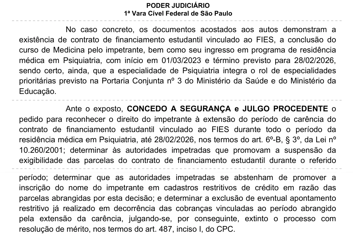 Trecho da decisão: Justiça Federal em São Paulo (SP), maio de 2026