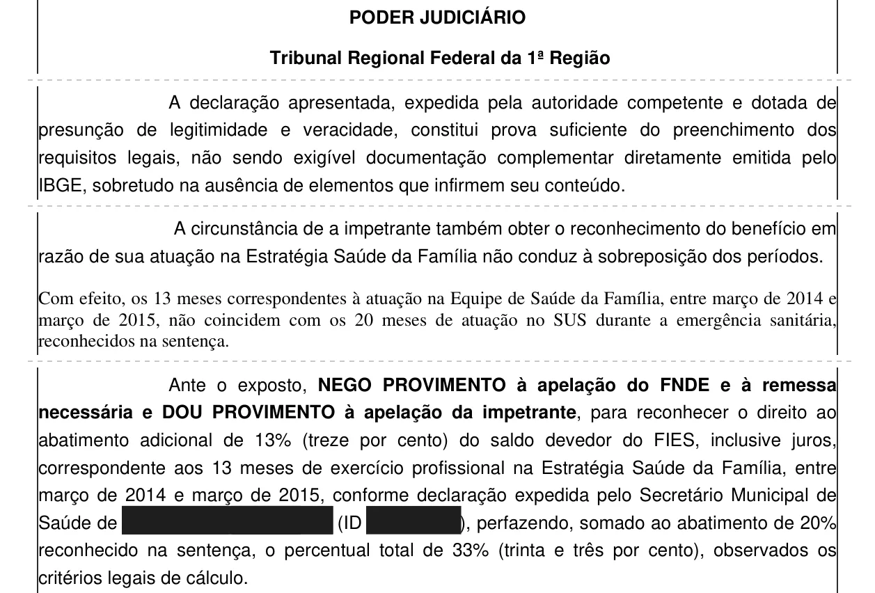 Trecho da decisão: TRF1, 12ª Turma, outubro de 2026