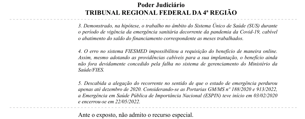 Trecho da decisão: TRF4, Vice-Presidência, julho de 2025