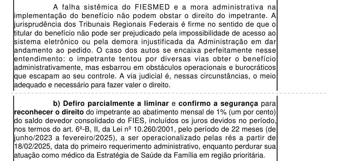 Trecho da decisão: Justiça Federal em Manaus (AM), julho de 2026