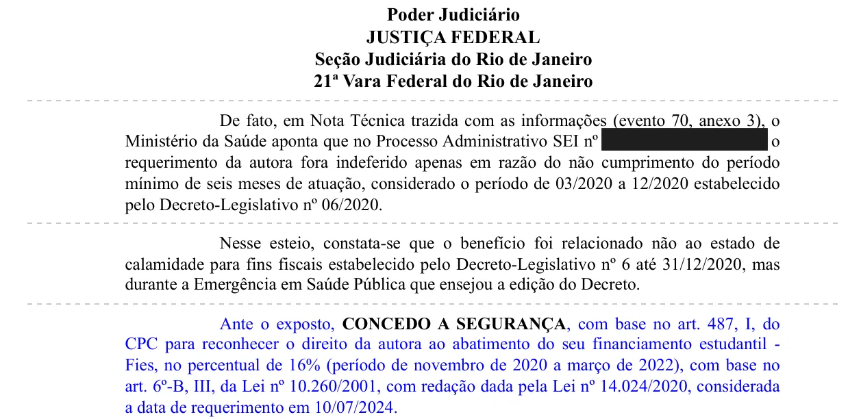 Trecho da decisão: Justiça Federal no Rio de Janeiro (RJ), junho de 2026