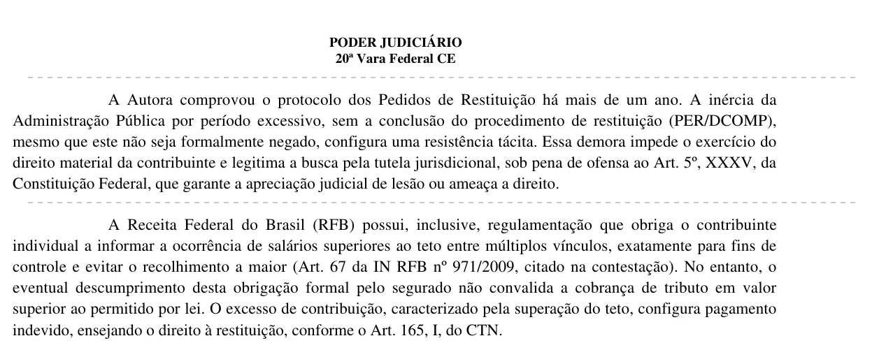 Trecho da decisão: Juizado Especial Federal em Fortaleza (CE), novembro de 2025