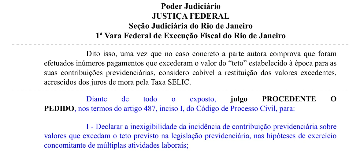 Trecho da decisão: Juizado Especial Federal no Rio de Janeiro (RJ), setembro de 2026